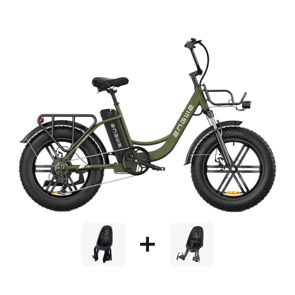 Black Friday Family Deal! | ENGWE L20 - Groen + Kinderzitjes - fatbikeskopen.nl