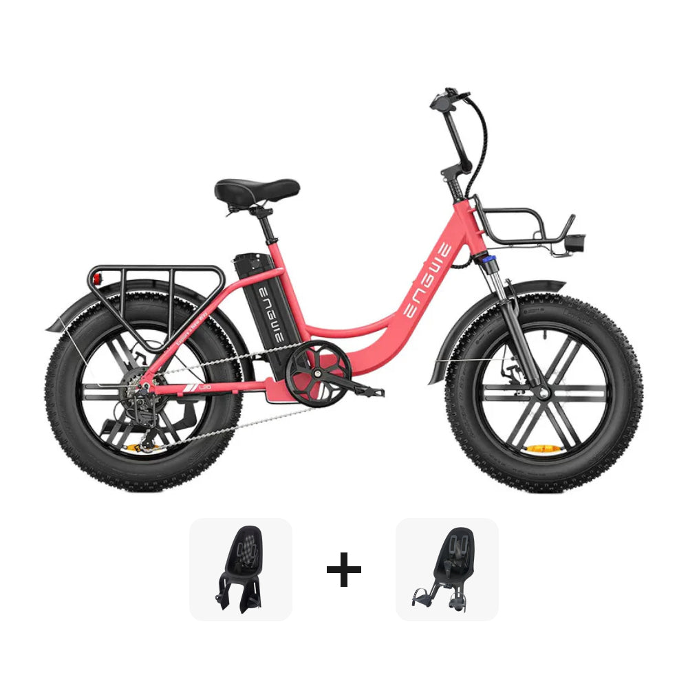 Black Friday Family Deal! | ENGWE L20 - Roze + Kinderzitjes - fatbikeskopen.nl