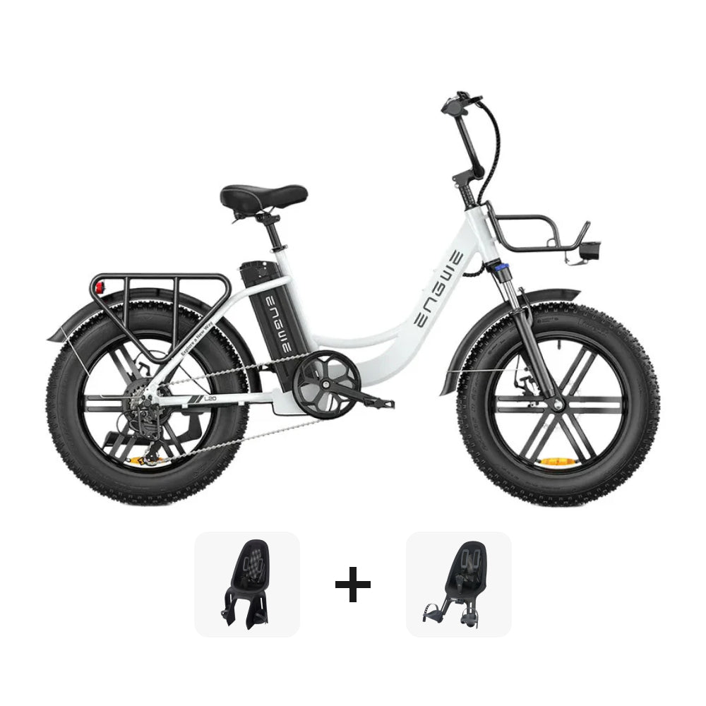 Black Friday Family Deal! | ENGWE L20 - Wit + Kinderzitjes - fatbikeskopen.nl