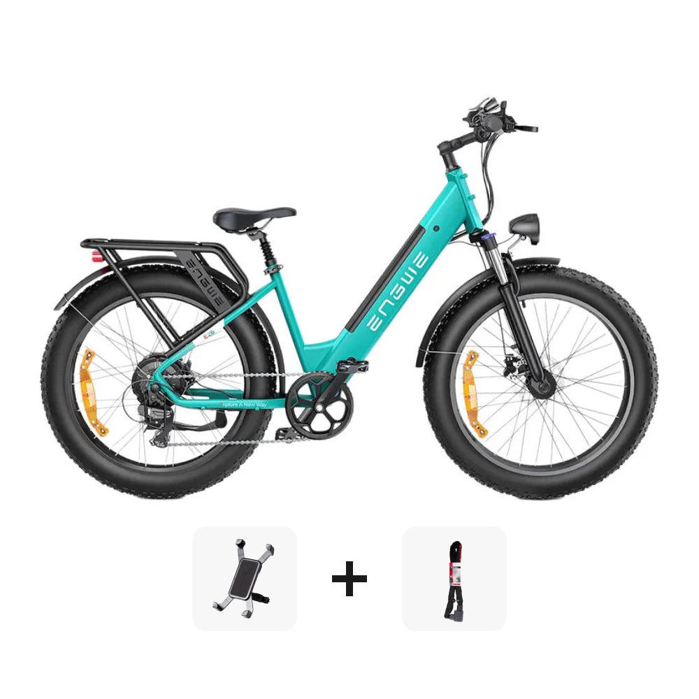 ENGWE E26 SUPER DEAL - Lage instap - Blauw + ART 2 kettingslot + telefoonhouder - fatbikeskopen.nl