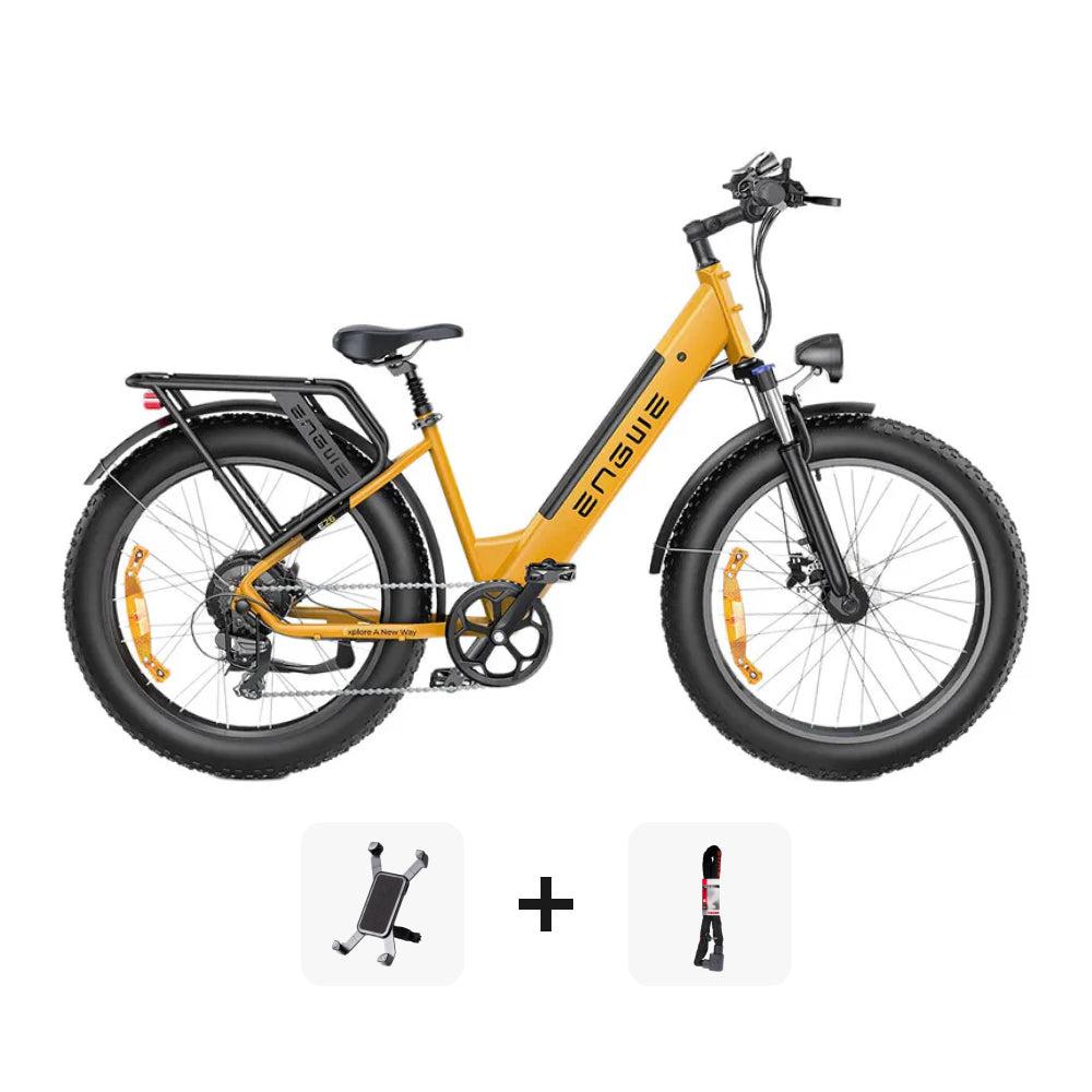 ENGWE E26 SUPER DEAL - Lage instap - Geel + ART 2 kettingslot + telefoonhouder - fatbikeskopen.nl