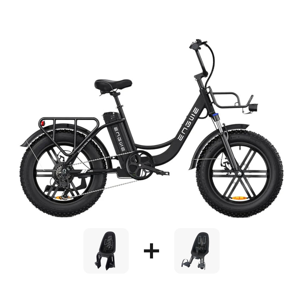 ENGWE L20 Family DEAL - Zwart + kinderzitjes - fatbikeskopen.nl