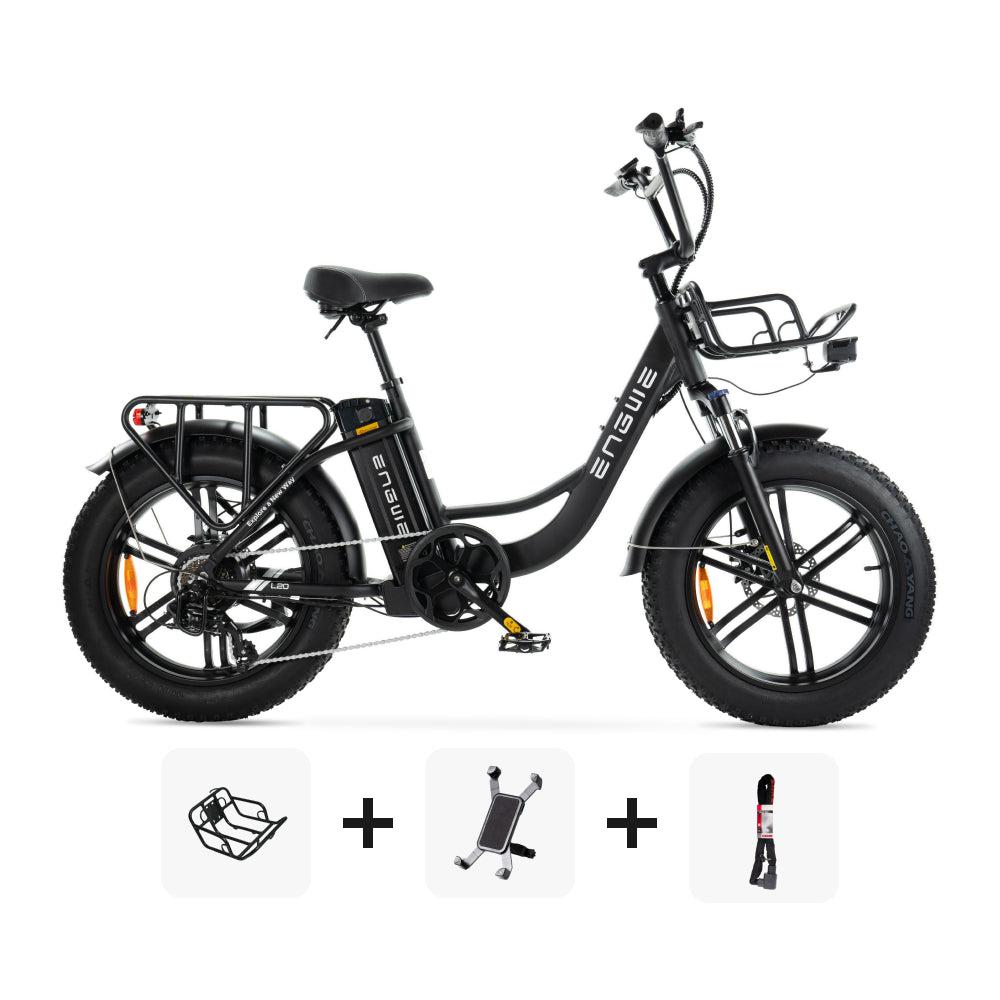 ENGWE L20 SUPER DEAL - Lage instap - Zwart + Voorrekje + Telefoonhouder + ART 2 Slot - fatbikeskopen.nl