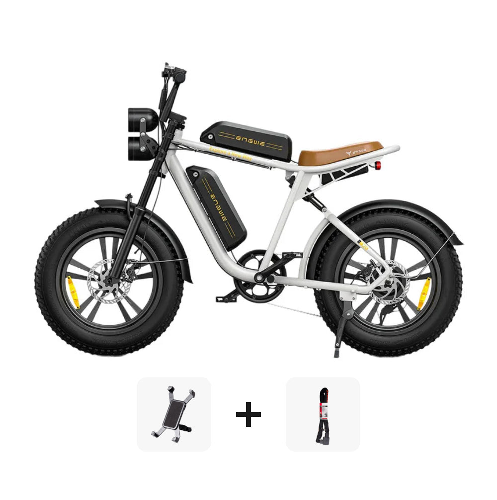 ENGWE M20 SUPER DEAL - Dubbele accu - Wit + Telefoonhouder + ART 2 Slot - fatbikeskopen.nl