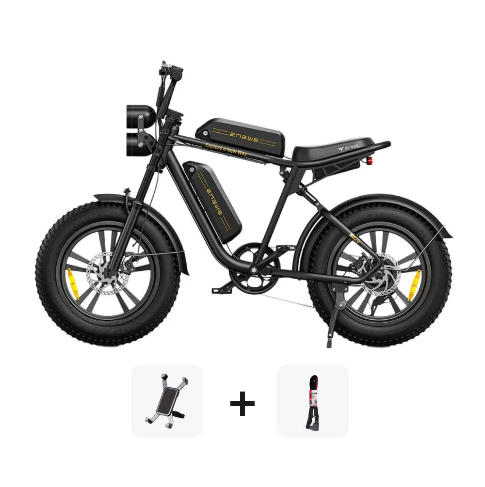 ENGWE M20 SUPER DEAL - Dubbele accu - Zwart + Telefoonhouder + ART 2 Slot - fatbikeskopen.nl