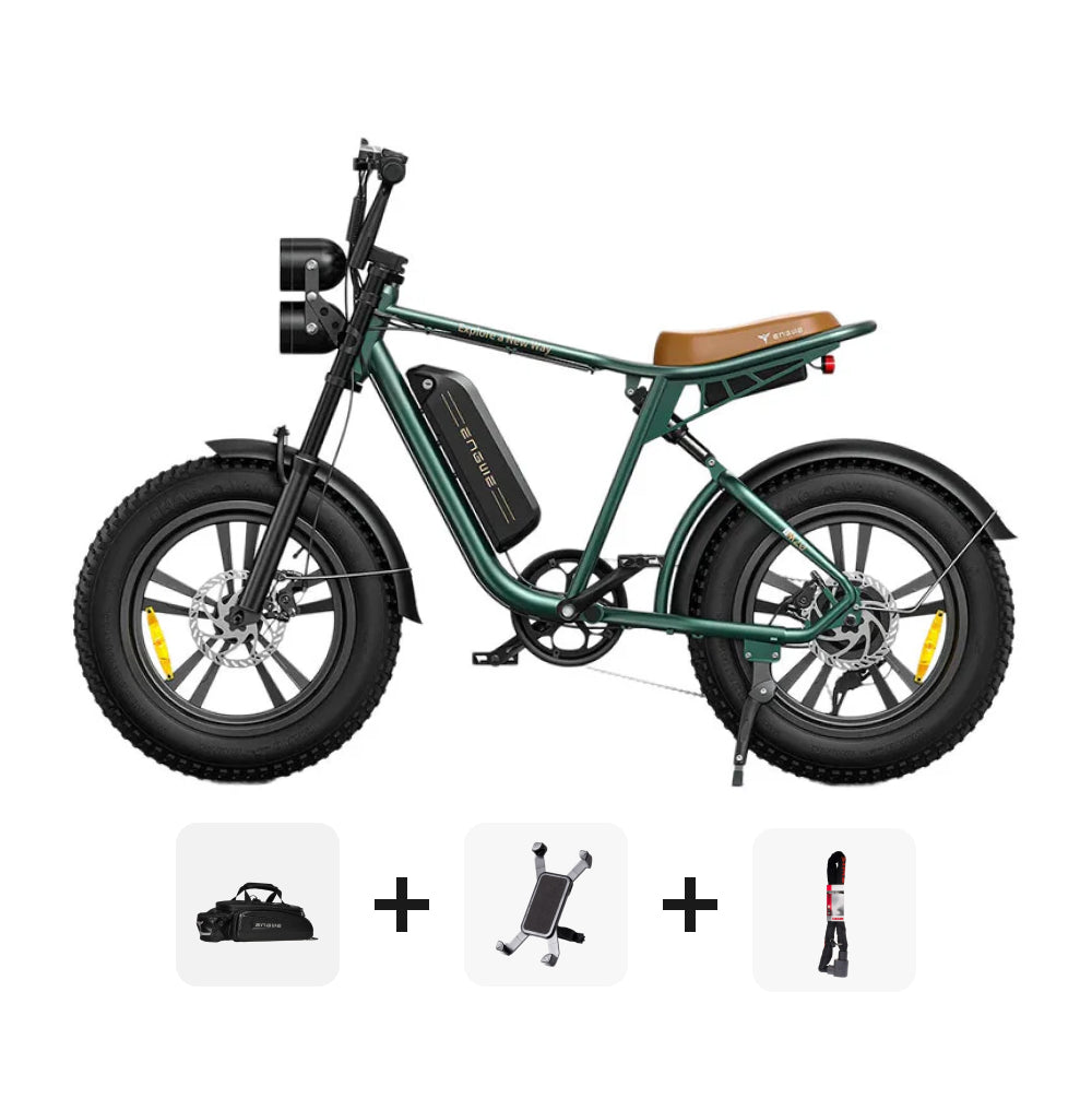 ENGWE M20 SUPER DEAL - Fatbike - Groen + Opbergtas + Telefoonhouder + ART 2 Slot - fatbikeskopen.nl