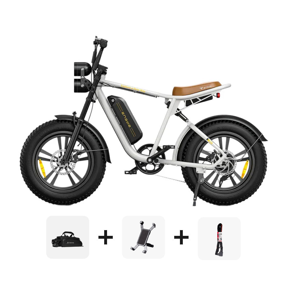 ENGWE M20 SUPER DEAL - Fatbike - Wit + Opbergtas + Telefoonhouder + ART 2 Slot - fatbikeskopen.nl