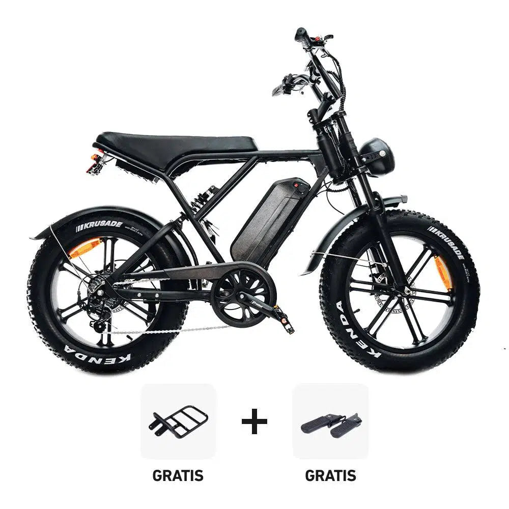 OUXI H9 Mega DEAL - Zwart + Voorrek + Voetsteuntjes - fatbikeskopen.nl