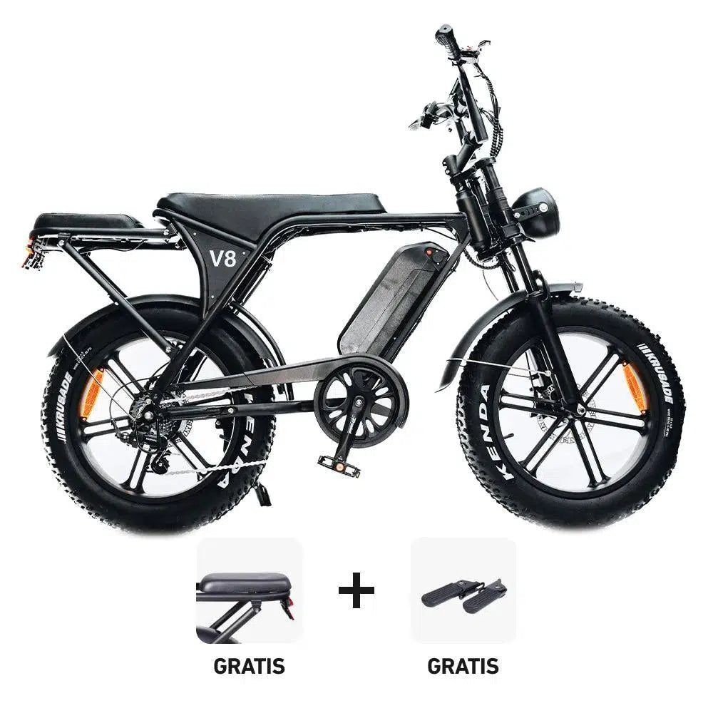 OUXI V8.3 Zomer DEAL - Zwart + Achterzitje + Voetsteuntjes - fatbikeskopen.nl